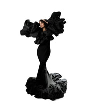 Load image into Gallery viewer, Black Ruched Backless Mermaid Gown-Modern Baby Las Vegas