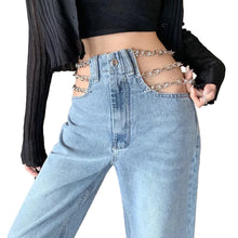 Load image into Gallery viewer, Hollow Out Chain Denim Jeans
