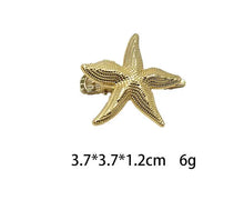 Load image into Gallery viewer, Golden Starfish Shell Hair Clip