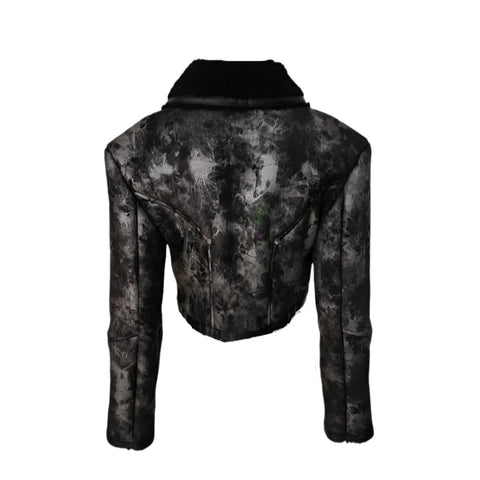 Tie-Dye Cropped Fur Leather Coat-Modern Baby Las Vegas