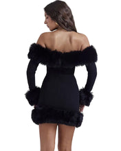 Load image into Gallery viewer, Off The Shoulder Fur Mini Dress
