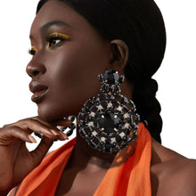Load image into Gallery viewer, Black Round Rhinestone Earrings-Modern Baby Las Vegas