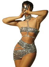 Load image into Gallery viewer, Luxurious Crystal Mesh Hollow Out Mini Dress-Modern Baby Las Vegas