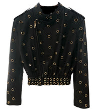 Load image into Gallery viewer, Cropped Small Gold Hole Leather Jacket-Modern Baby Las Vegas