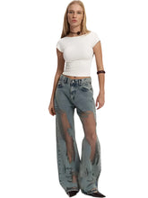 Load image into Gallery viewer, Ripped Patch Mesh Denim Jeans-Modern Baby Las Vegas