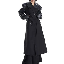 Load image into Gallery viewer, Leather Patch Sleeve Trench Coat