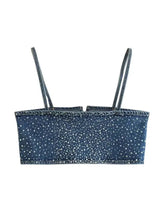 Load image into Gallery viewer, Crystal Denim Crop Tank Top-Modern Baby Las Vegas
