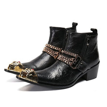 Load image into Gallery viewer, Black Gold Accent Chain Boots-Modern Baby Las Vegas