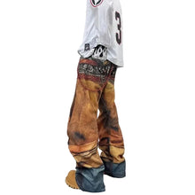 Load image into Gallery viewer, Digital Print Multi-Belt Denim Jeans