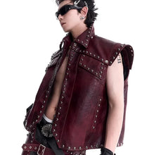 Load image into Gallery viewer, Burgundy Rivet Leather Vest-Modern Baby Las Vegas