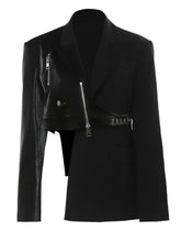 Load image into Gallery viewer, Black Irregular Buckle Blazer-Modern Baby Las Vegas