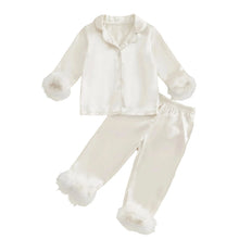 Load image into Gallery viewer, Beige Satin Feather Pajamas