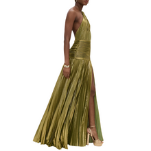 Load image into Gallery viewer, Gold Pleated Split Dress-Modern Baby Las Vegas