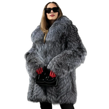 Load image into Gallery viewer, Natural Striped Silver Fox Fur Coat