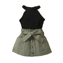 Load image into Gallery viewer, Green Button Skirt Set