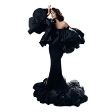 Load image into Gallery viewer, Black Ruched Backless Mermaid Gown-Modern Baby Las Vegas