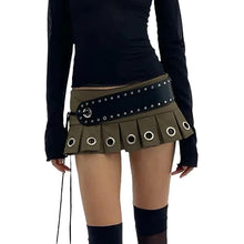 Load image into Gallery viewer, Grommet Pleated Mini Skirt