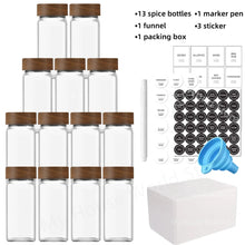 Load image into Gallery viewer, 13Pc Glass Spice Jars with Bamboo Lids