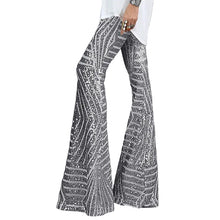 Load image into Gallery viewer, Geometric Sequin Flare Pants