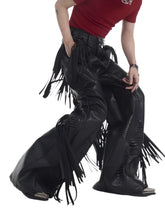 Load image into Gallery viewer, Fringe Patch Leather Pants-Modern Baby Las Vegas