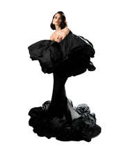 Load image into Gallery viewer, Black Ruched Backless Mermaid Gown-Modern Baby Las Vegas