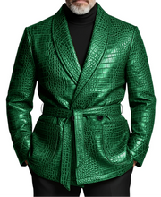Load image into Gallery viewer, Belted Croc Leather Jacket