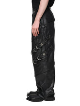 Load image into Gallery viewer, Buckle Patch Multi-Pocket Leather Pants-Modern Baby Las Vegas