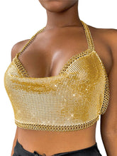 Load image into Gallery viewer, Chain Lined Metal Crop Top