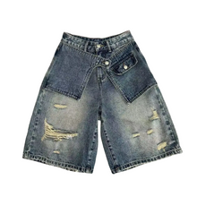 Load image into Gallery viewer, Layered Distressed Denim Shorts