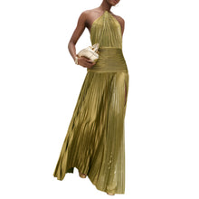 Load image into Gallery viewer, Gold Pleated Split Dress-Modern Baby Las Vegas