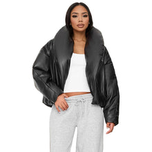 Load image into Gallery viewer, Solid Leather Puffer Coat