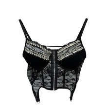 Load image into Gallery viewer, Lace Crystal Crop Top