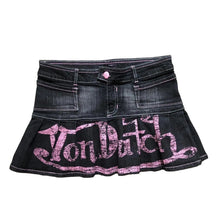 Load image into Gallery viewer, Pleated Graffiti Letter Denim Skirt | Modern Baby Las Vegas