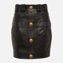 Load image into Gallery viewer, Gold Button Leather Jacket And Skirt Collection-Modern Baby Las Vegas