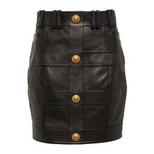 Load image into Gallery viewer, Gold Button Leather Jacket And Skirt Collection-Modern Baby Las Vegas