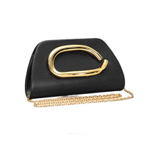 Load image into Gallery viewer, Gold Metal Buckle Leather Clutch Handbag
