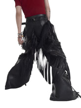 Load image into Gallery viewer, Fringe Patch Leather Pants-Modern Baby Las Vegas