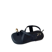 Load image into Gallery viewer, Cross Strap Gold Accent Sandals