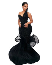 Load image into Gallery viewer, Black Pop Out Ruffle Dress