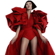 Load image into Gallery viewer, Luxe Puff Sleeve Jumper Cape Dress-Modern Baby Las Vegas