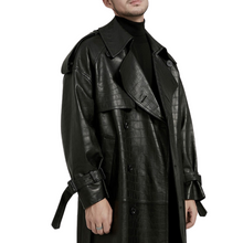 Load image into Gallery viewer, Croc Print Leather Trench Coat-Modern Baby Las Vegas