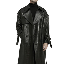 Load image into Gallery viewer, Croc Print Leather Trench Coat-Modern Baby Las Vegas