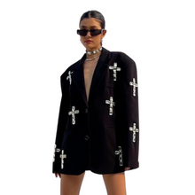 Load image into Gallery viewer, Rhinestone Cross Blazer Jacket-Modern Baby Las Vegas