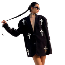 Load image into Gallery viewer, Rhinestone Cross Blazer Jacket-Modern Baby Las Vegas