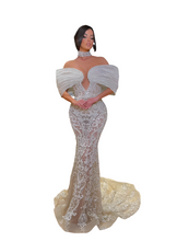 Load image into Gallery viewer, Wide Shoulder Crystal Lace Dress-Modern Baby Las Vegas