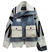 Load image into Gallery viewer, Black + White Denim Patch Jacket-Modern Baby Las Vegas