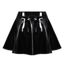 Load image into Gallery viewer, Glossy Patent Leather Flared Mini Skirt-Modern Baby Las Vegas
