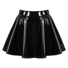 Load image into Gallery viewer, Glossy Patent Leather Flared Mini Skirt-Modern Baby Las Vegas