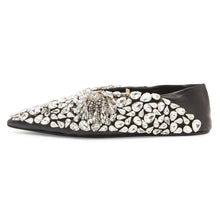 Load image into Gallery viewer, Pointed-Toe Leather Rhinestone Loafers-Modern Baby Las Vegas
