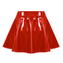Load image into Gallery viewer, Glossy Patent Leather Flared Mini Skirt-Modern Baby Las Vegas